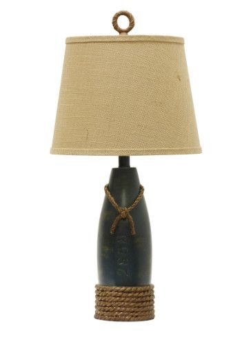 L22489 Coastal Table Lamp in Sea Blue w/ Dock Rope Accent