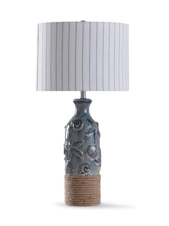 L318771 32&quot; Coastal Embossed Blue/Green Ceramic Table Lamp