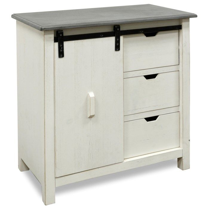 SF25443 Savannah Sliding Door Cabinet Modern Farmhouse Three Drawer Cabinet