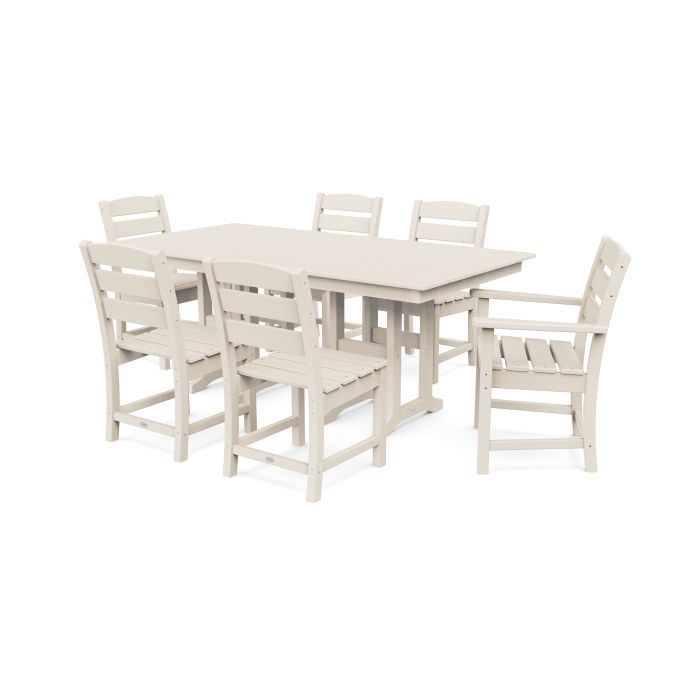 PWS516-1-SA Lakeside 7 Piece Farmhouse Dining Set in Sand
