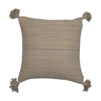 DF5120 20&quot; Square Woven Cotton Pillow with Tassels, Multi Color