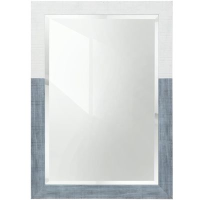 MM1236 Wooden Painted Color Block Mirror White with Light Blue