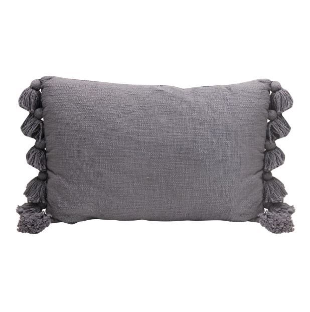 DF3615 24x16 Cotton Woven Pillow w/Tassels Blue