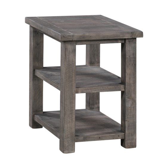 CVFVR8027 Pembroke Plantation Recycled Pine Distressed Grey Rectangle Chairside Table