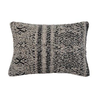 DF5131 Woven Cotton Blend Jacquard Lumbar Pillow, Black &amp; Cream Color