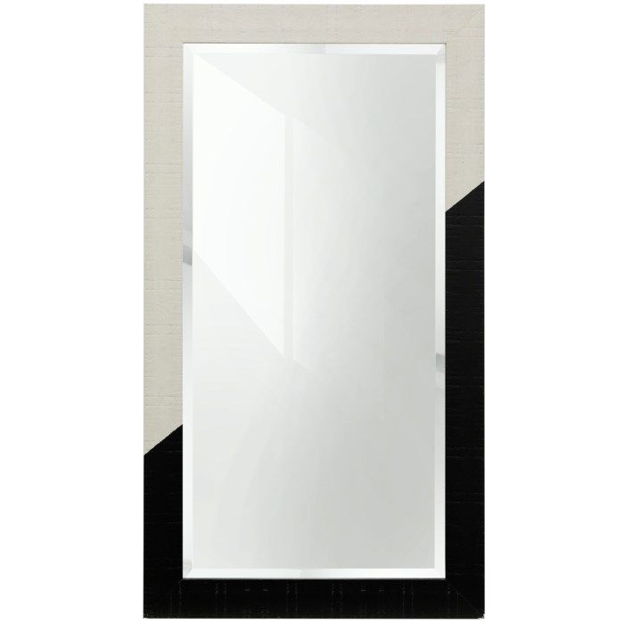 MM1237 Wooden Painted Color Block Mirror White with Black | 46in X 26in |