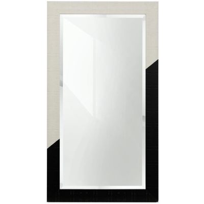 MM1237 Wooden Painted Color Block Mirror White with Black | 46in X 26in |