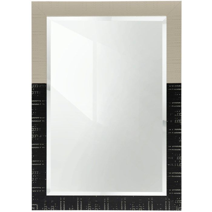 MM1238 Wooden Painted Color Block Mirror Cream with Black 42in X 30in