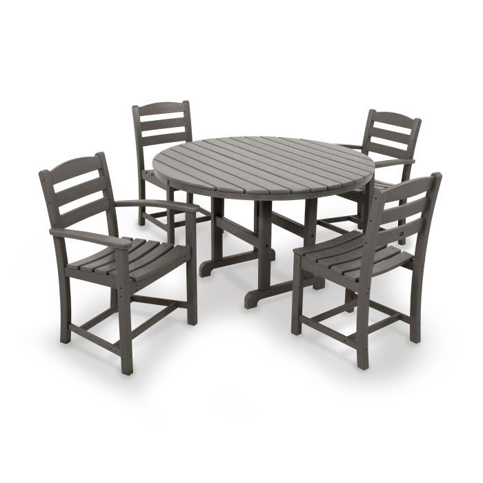 PWS171-1-GY La Casa Café 5-Piece Round Farmhouse Dining Set Slate Grey