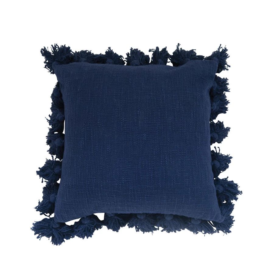 DA9946 18&quot; Square Cotton Pillow w/Tassels Navy