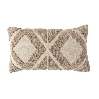 DF2133 24&quot;L x 14&quot;H Cotton Blend Chenille Lumbar Pillow, Taupe