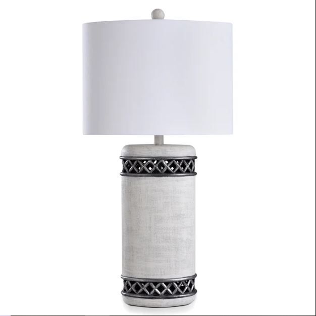 KHL331365 Painted Finish Lattice Banded Open Work Table Lamp
