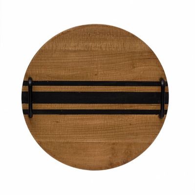 DF6173 Decorative Wood Tray with Black Lines and Handles