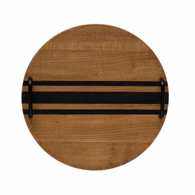 DF6173 Decorative Wood Tray with Black Lines and Handles