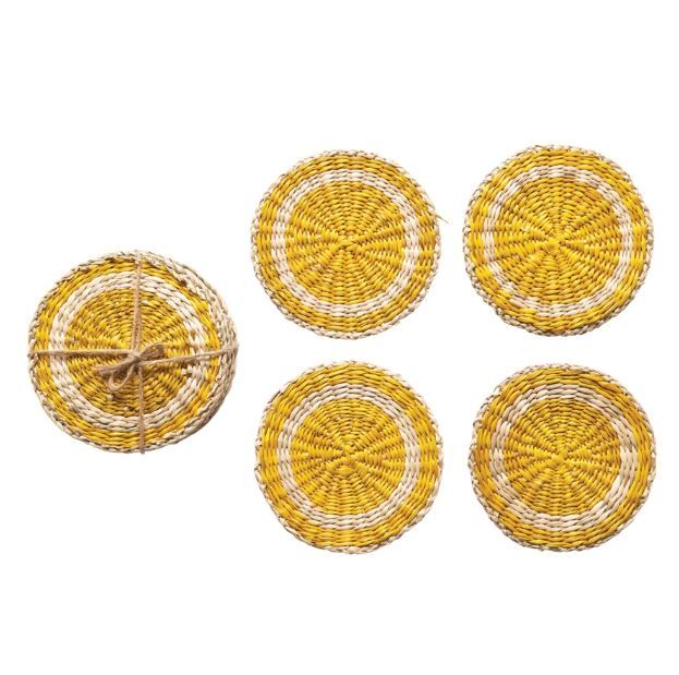 DF3961 Hand-Woven Seagrass Coasters, Set of 4