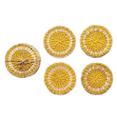 DF3961 Hand-Woven Seagrass Coasters, Set of 4