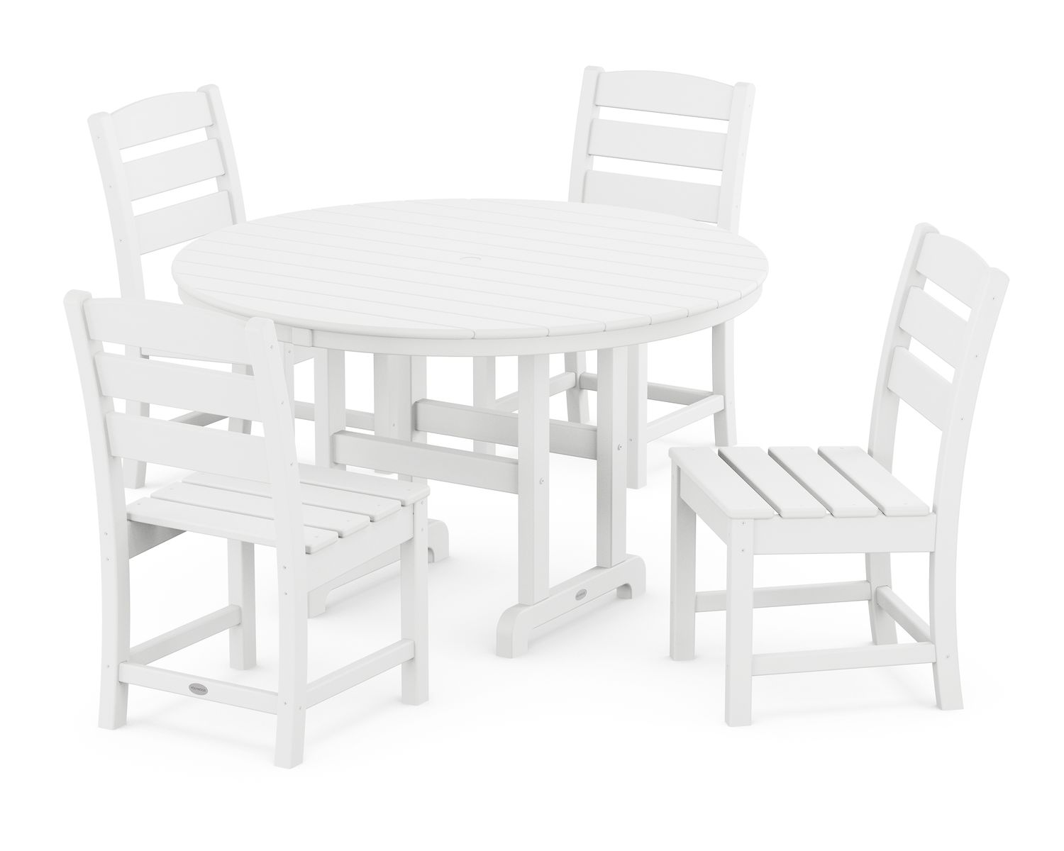 PWS517-1WH 5 Piece Lakeside Round Dining Set in White