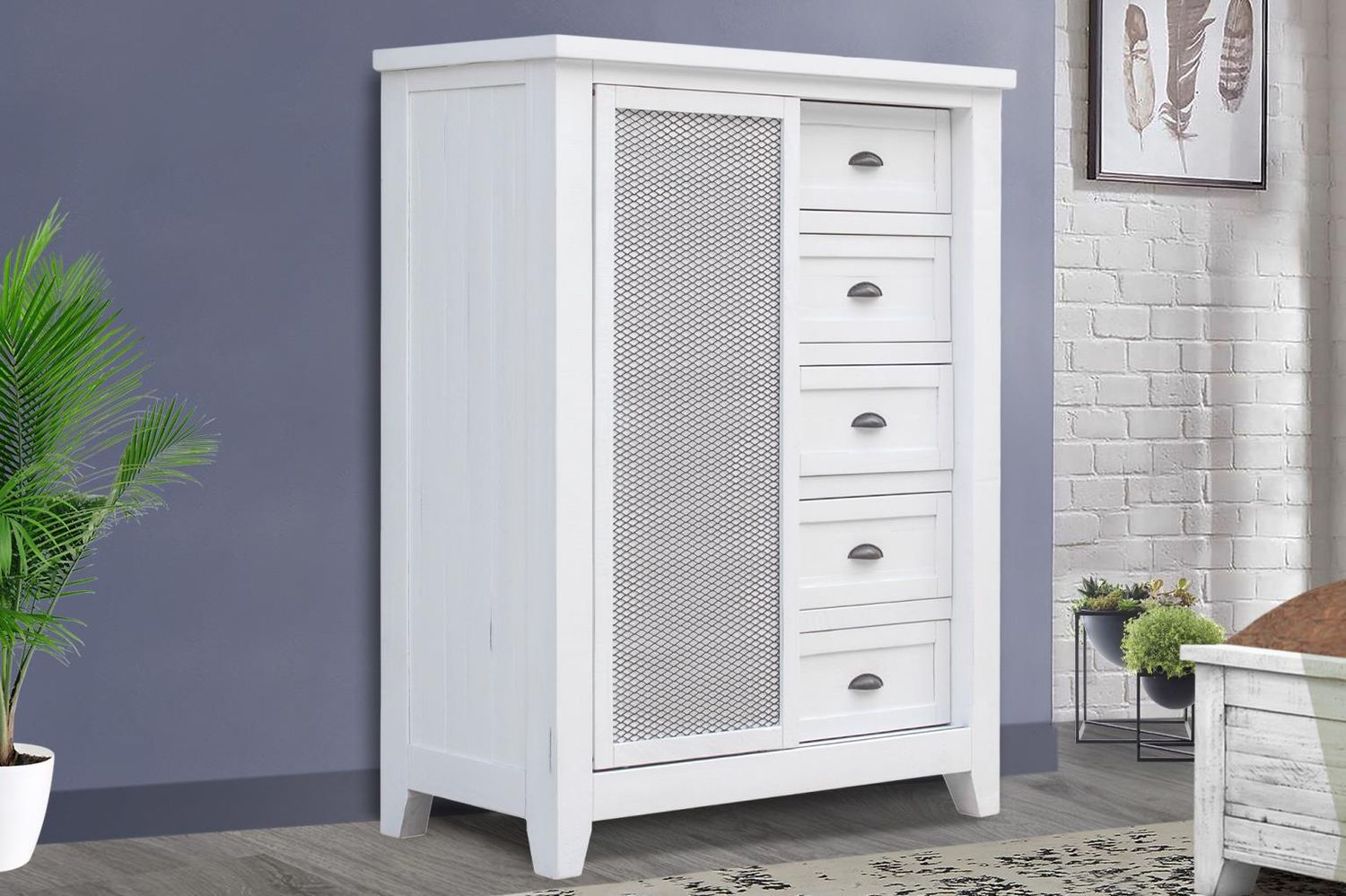 3541-0741 Brookfield Sliding Door Chest in Vintage White