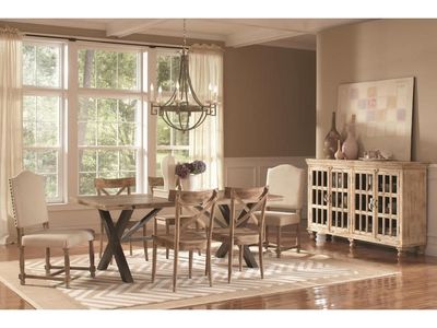 D680-31 Callista Rectangular Dining Table Beach/Natural Metal 40&quot; x 80&quot;