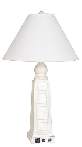 LPS-247 30&quot; White USB Polyresin Table Lamp