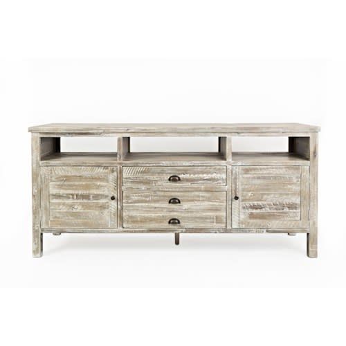 1743-70 Artisan&#39;s Craft 70&quot; Media Console Washed Grey Finish