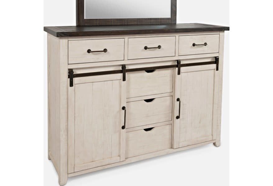 1706B-10 Madison County Vintage White Barn Door Dresser