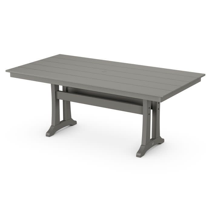 PL83-T1L1GY Farmhouse Trestle 37x72 Dining Table Slate Grey