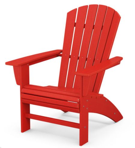 AD610SR Nautical Curveback Adirondack Chair Sunset Red