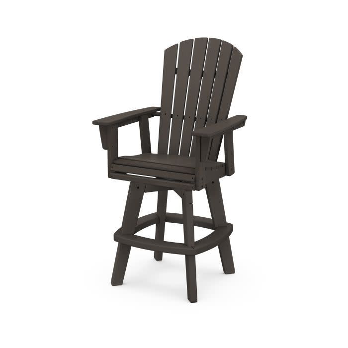 ADDSV612BL Nautical Swivel Adirondack Bar Chair in Black