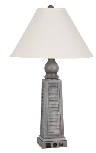 LPS-364 30&quot; Grey 30&quot; Polyresin Table Lamp W/ USB