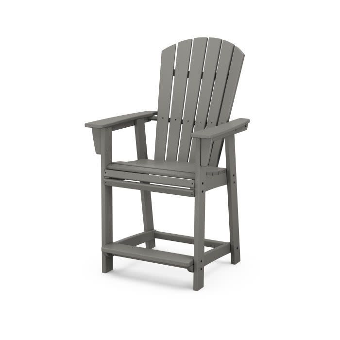 ADD611GY Nautical Curveback Adirondack Counter Chair Slate Grey