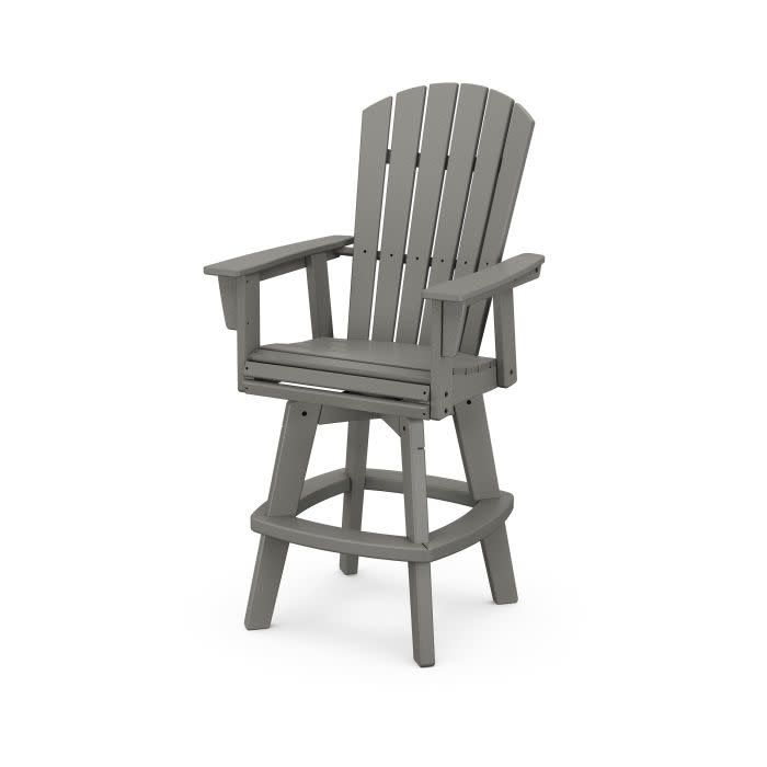 ADDSV612GY Nautical Swivel Adirondack Bar Chair in Grey