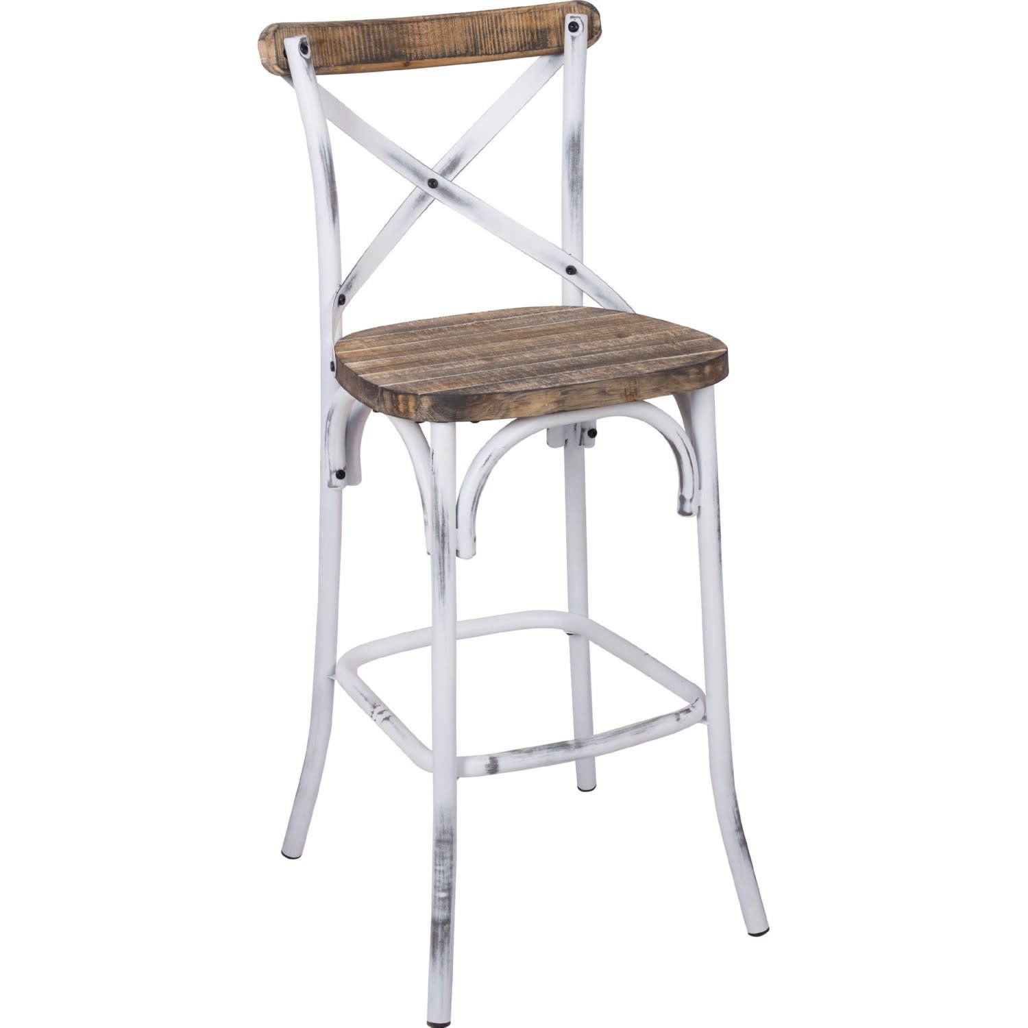 96642 Antique White Metal Bar Chair (Discontinued)