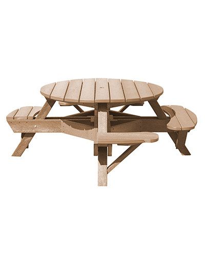 T50WC 51&quot; Round Picnic Table WC Accessable 07 Beige
