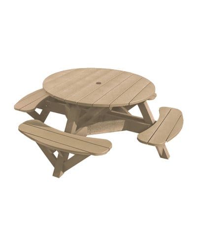 T50 51&quot; Round Picnic Table 07 Beige