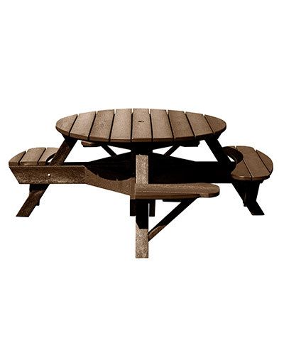 T50WC 51&quot; Round Picnic Table WC Accessable 16 Chocolate