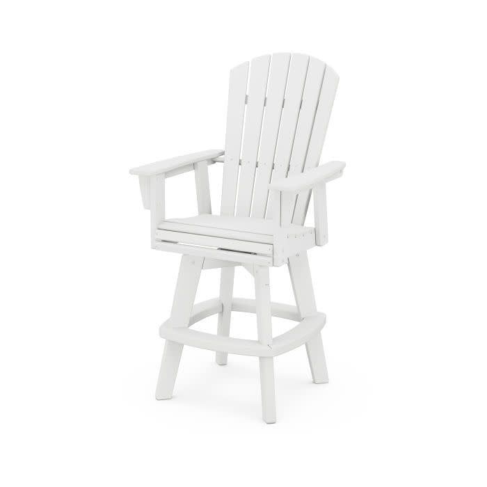 ADDSV612WH Nautical Swivel Adirondack Bar Chair in White
