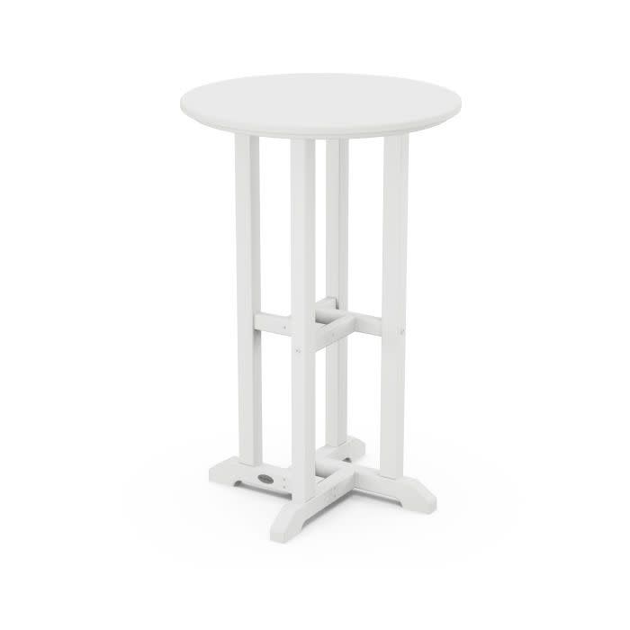 RRT124WH 24" Round Farmhouse Counter Bistro Table White