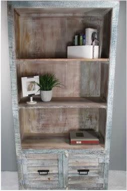 MDA-20-25C Whitewash Bookcase w/2 Doors &amp; 3 Shelves