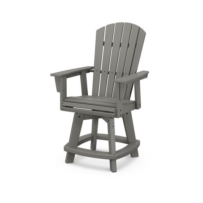 ADDSV611GY Nautical Adirondack Swivel Counter Chair Grey