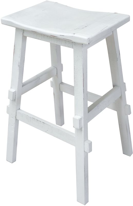 A170-0459 24&quot; Antique White Counter Saddle Stool *DISCONTINUED*
