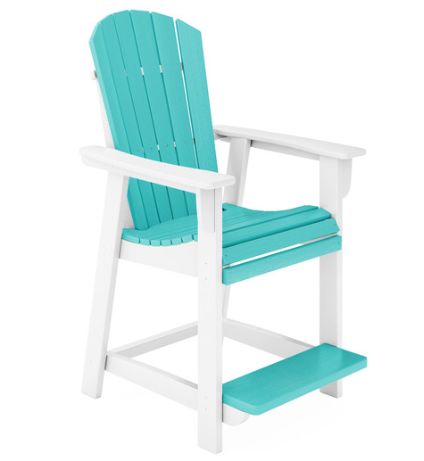 SFCH2-DWGS St. Simons Fan Back Premium Counter Chair in Destin White/Gulf Shores Teal