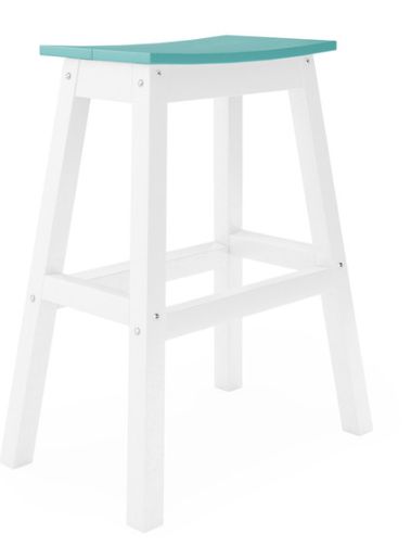 STSAB-2GDS Bar Saddle Stool in  Destin White and Gulf Shores Teal