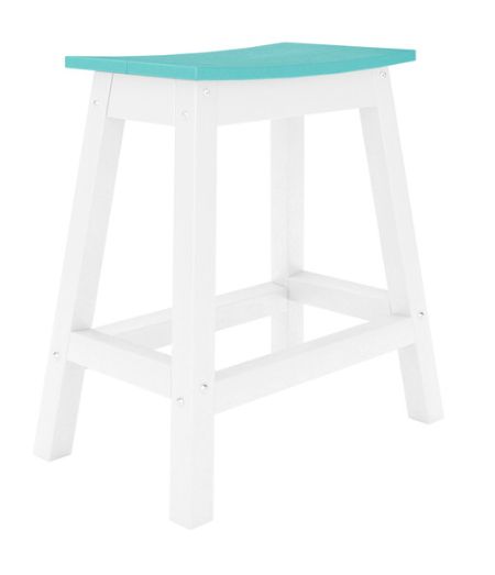 STSAC-2GDS Counter Height Saddle Stool in Destin White/Gulf Shores Teal