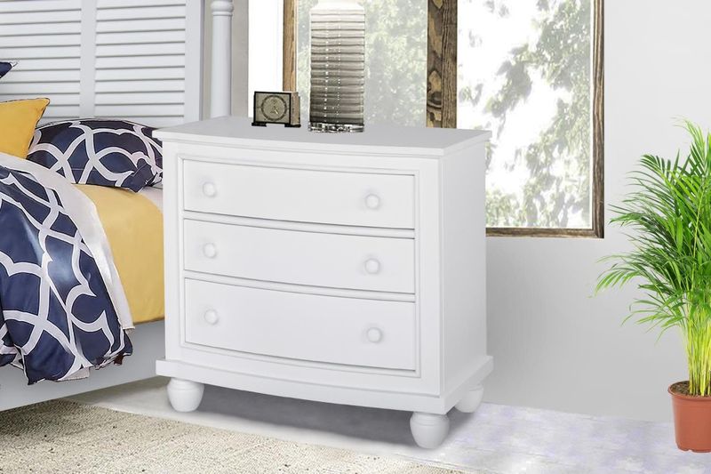1136-0150 Nantucket 3 Drawer Door Nightstand White