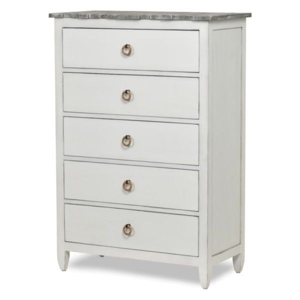 B78235-Grey  Picket Fence 5 draw chest grey/blanc
