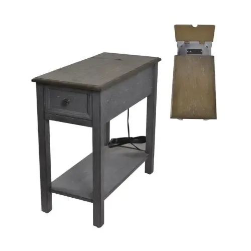 GA-011ET Grey USB Chairside Table