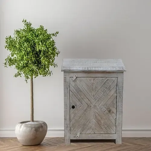 T-20WW White Washed Herringbone Nightstand