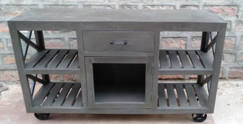 MDA-124W Kitchen Shelf Trolley Distressed Grey