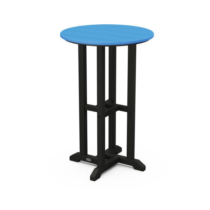 RRT224FBHPB Contempo Round Counter Table in Black Frame/Pacific Blue